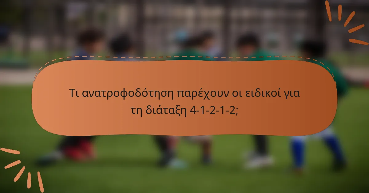 Τι ανατροφοδότηση παρέχουν οι ειδικοί για τη διάταξη 4-1-2-1-2;